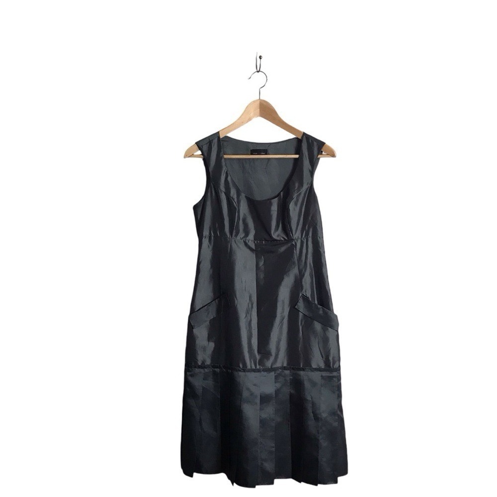 Max & Cleo Size 6 Metallic Gray Pleated Empire Drop Waist Lightweight Dress
